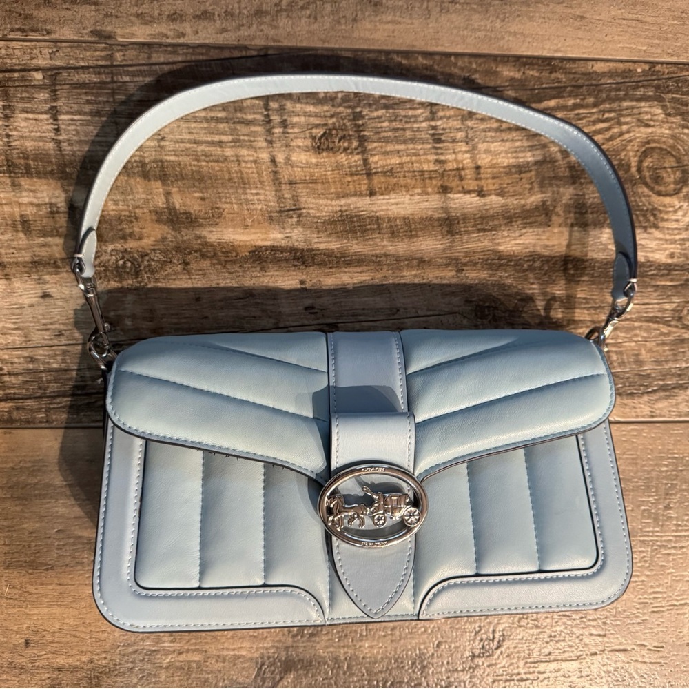 Coach Georgie Bag in Waterfall Elegant Light Blue Quilted Shoulder Bag